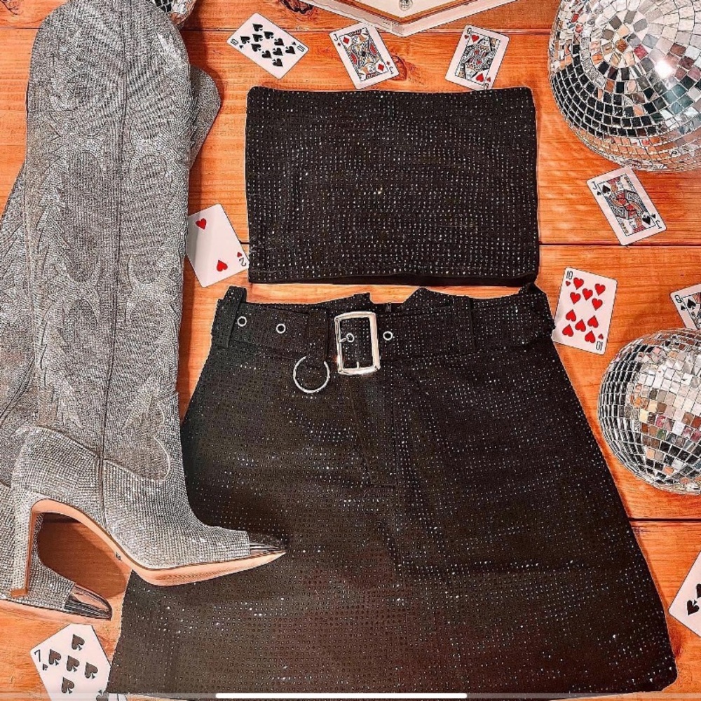 Black Rhinestone Tube Top